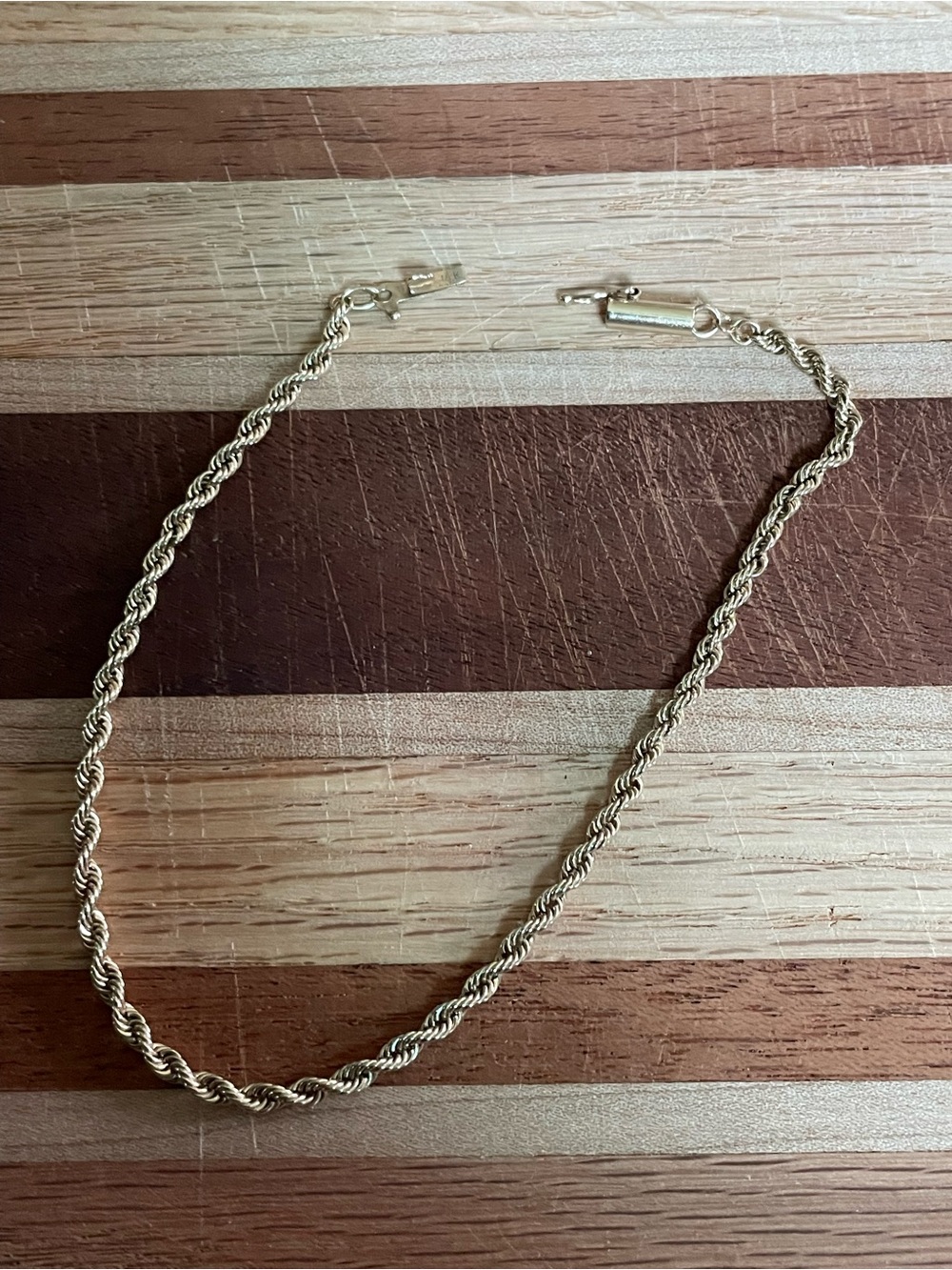 8” solid Stamped 14KT Gold Rope Chain Bracelet double clasp.4.37 grams - Picture 6 of 10